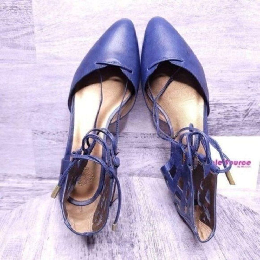 Velez Morgana Leather Ankle Wrap Ballet Flat Blue sz 38 Women's sz 8.5 NEW - Picture 5 of 8